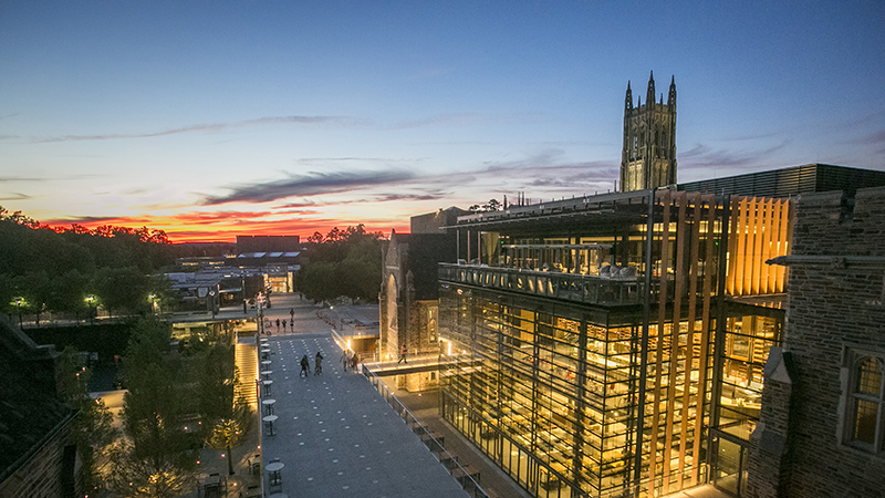 Dusk on the campus of Duke University in Durham, NC USA