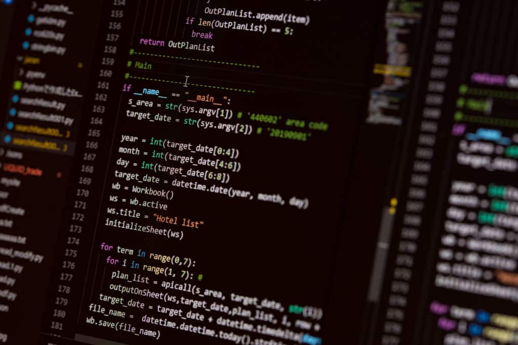 Coding language on a computer monitor, potentially for an AI product