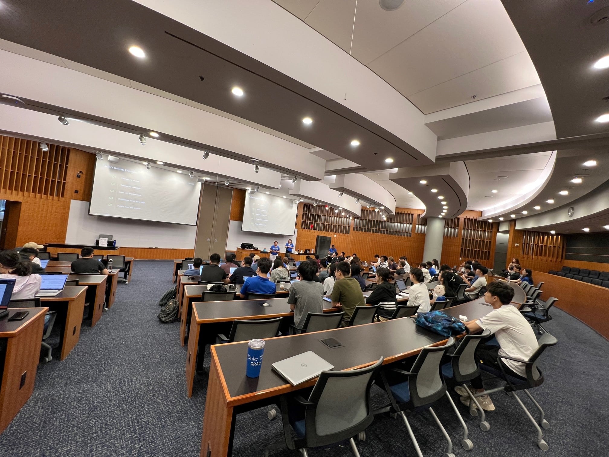 Cybersecurity students during a career development course