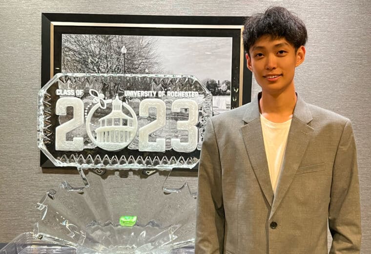 Duke student Weijun Li looking at the camera