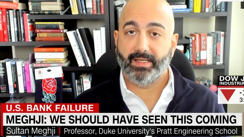 Screenshot of Duke's Sultan Meghji appearing on the CNN network